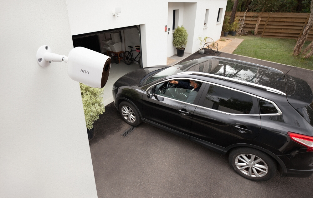 Security Cameras And Spotlight Protecting Garage